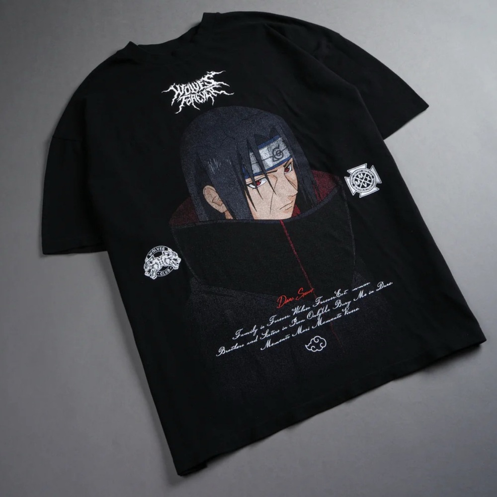 OS Large Darc Sport x Naruto Itachi Forever Oversized Tee in Black